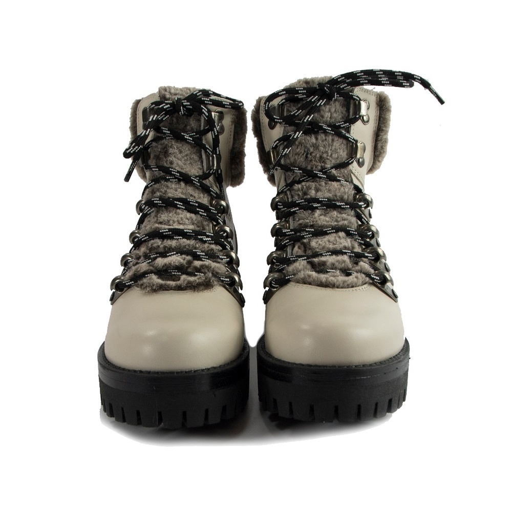 Maiden Lane Ivory Leather Marbut Faux Fur Boots 39 - Picture 8 of 8